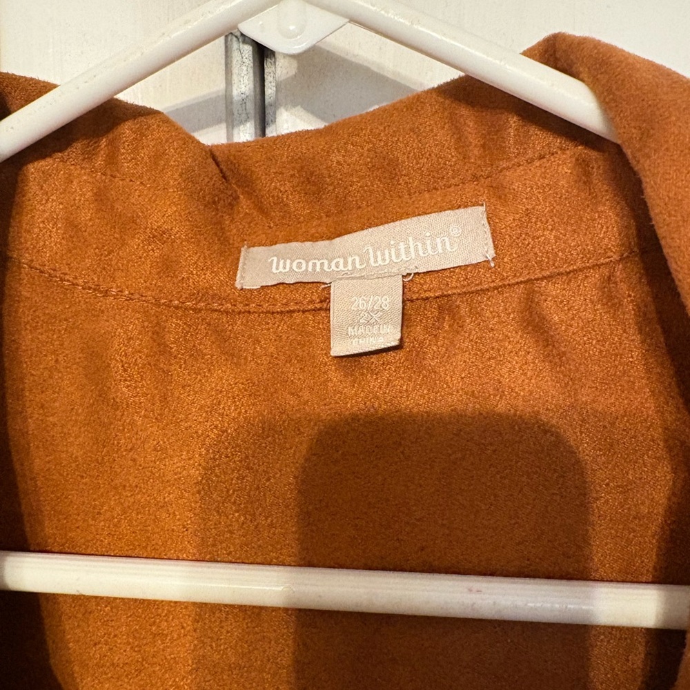 Woman Within Terracotta Button-Up Blouse - Picture 7 of 9